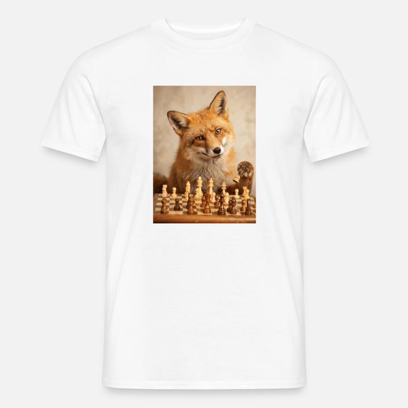 Fox playing chess - Men’s T-shirt - white