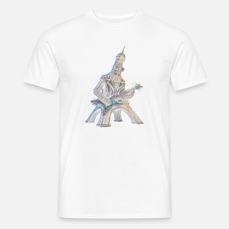 Eiffelturm spielt E-Gitarre - Männer T-Shirt - Weiß