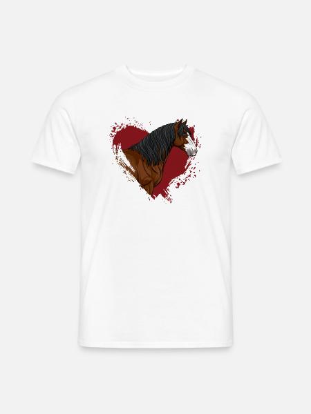 Der Kopf des Abaco-Pferdes und ein rotes Herz - Männer T-Shirt - Weiß