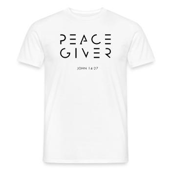 PEACEGIVER - Männer T-Shirt - Weiß - Vorne - AI Model Male 178 dark (178cm)