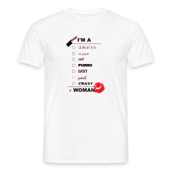 Funny inscription with red lipstick and lips - Men's T-Shirt - white - Front - AI Model Male 178 dark (178cm)