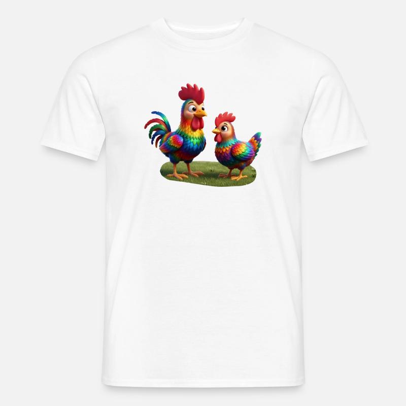 Hahn mit Henne - Männer T-Shirt - Weiß