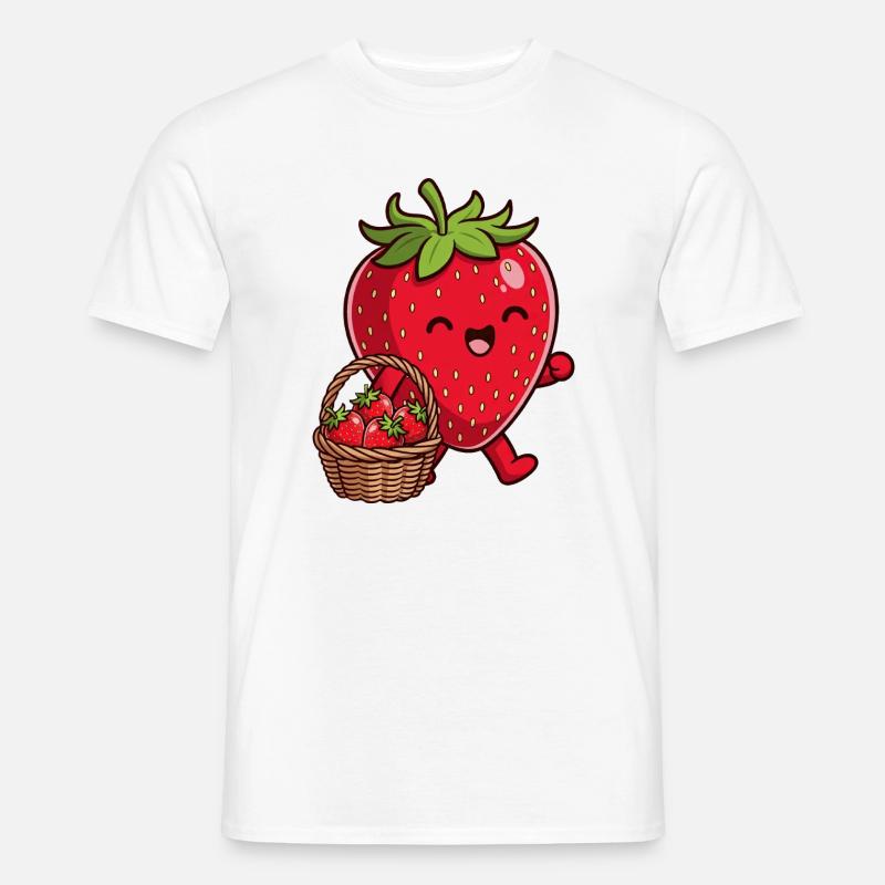 Lustige Erdbeere - Männer T-Shirt - Weiß