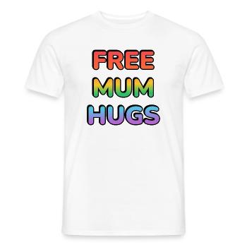 Kostenlose Mama-Umarmungen Regenbogentext LGBT-PRIDE - Männer T-Shirt - Weiß - Vorne - AI Model Male 178 dark (178cm)