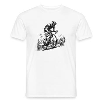 Bergauf – Rennradfahrer im Kampf mit dem Anstieg - Männer T-Shirt - Weiß - Vorne - AI Model Male 178 dark (178cm)