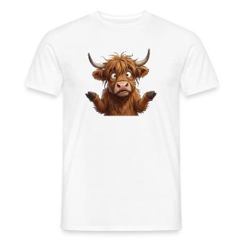 Vache Highland Amicale Cartoon - T-shirt homme - blanc - Devant - AI Model Male 178 dark (178cm)