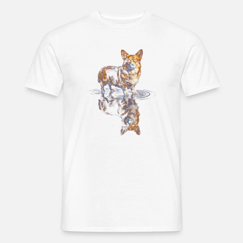 Wasserreflex Corgi - Männer T-Shirt - Weiß