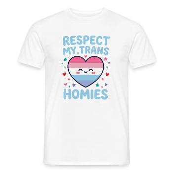 Mois de la fierté LGBTQ - Respect My Trans Homies - T-shirt homme - blanc - Devant - AI Model Male 178 dark (178cm)