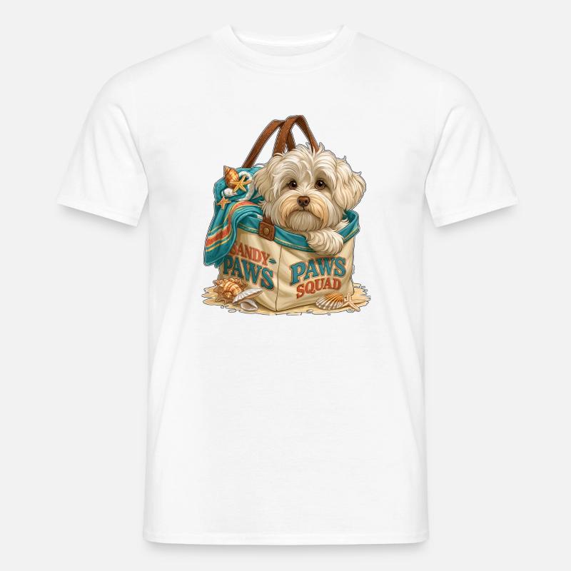 Sandy Paws Squad Strandwelpe - Männer T-Shirt - Weiß