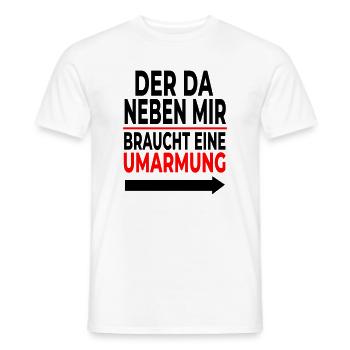 Umarmung: Rote Linie Schriftdesign - Männer T-Shirt - Weiß - Vorne - AI Model Male 178 dark (178cm)