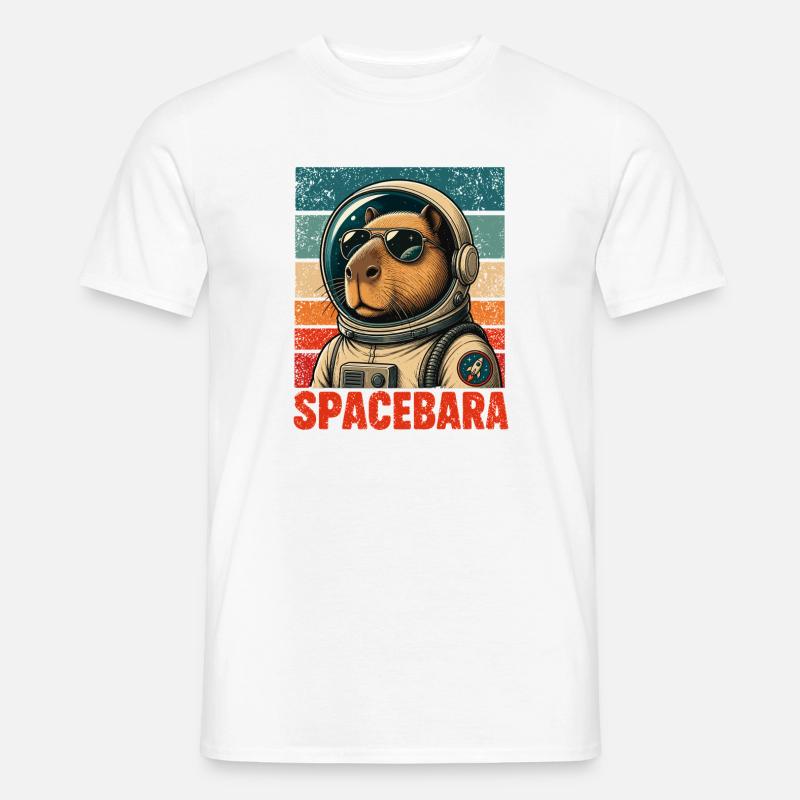 Spacebara Capybara Astronaut Space Retro - Men's T-shirt - white