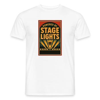 Propulsé par Spotlight | Théâtre Scène - T-shirt homme - blanc - Devant - AI Model Male 178 dark (178cm)