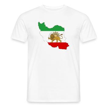 Unisex The Lion & Sun flag, Persia, Iran - Men's T-Shirt - white - Front - AI Model Male 178 dark (178cm)