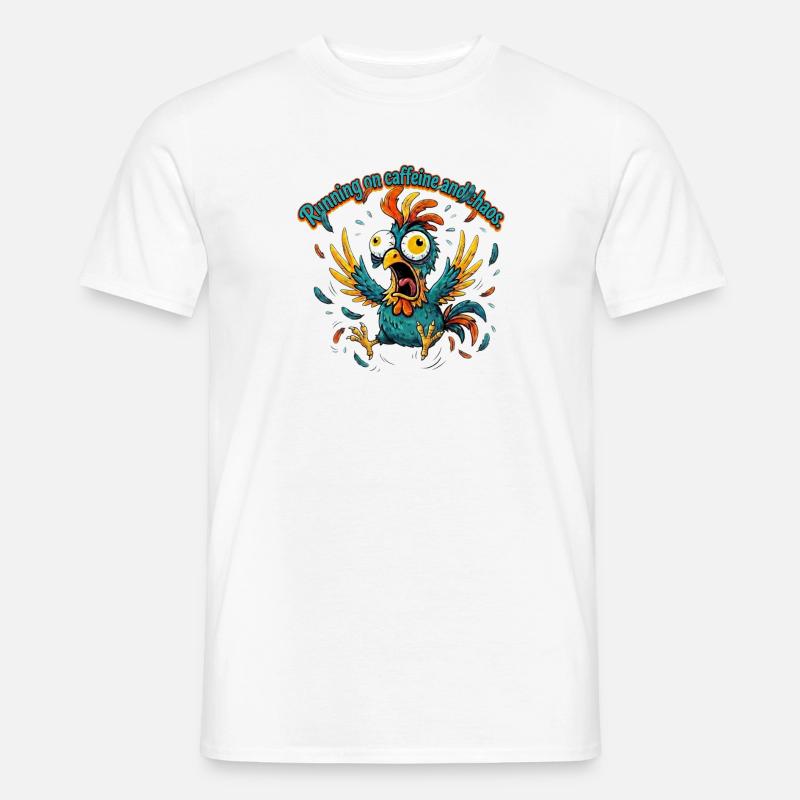 Kaffee und Chaos Hahn-Design - Männer T-Shirt - Weiß