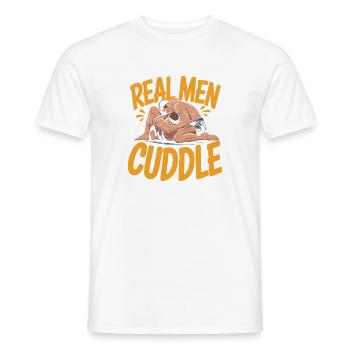De vrais hommes câlinent Brazilian Jiu Jitsu MMA Judo BJJ - T-shirt homme - blanc - Devant - AI Model Male 178 dark (178cm)