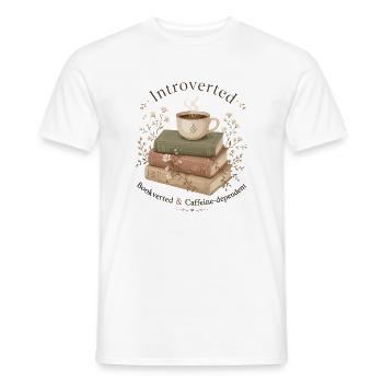 Introvertiert Bücher Kaffee Leseratte - Männer T-Shirt - Weiß - Vorne - AI Model Male 178 dark (178cm)