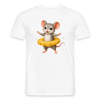 Fröhliche Maus mit Ananas Ring  - Männer T-Shirt - Weiß - Vorne - AI Model Male 178 dark (178cm)