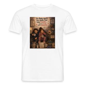 Babychaos und Familienliebe – Schlaf ist luxus - Männer T-Shirt - Weiß - Vorne - AI Model Male 178 dark (178cm)