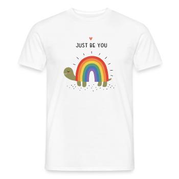 Pride Month LGBTQ – Sei einfach du selbst - Männer T-Shirt - Weiß - Vorne - AI Model Male 178 dark (178cm)