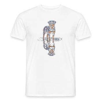 Rottweiler with water reflection - Men's T-Shirt - white - Front - AI Model Male 178 dark (178cm)