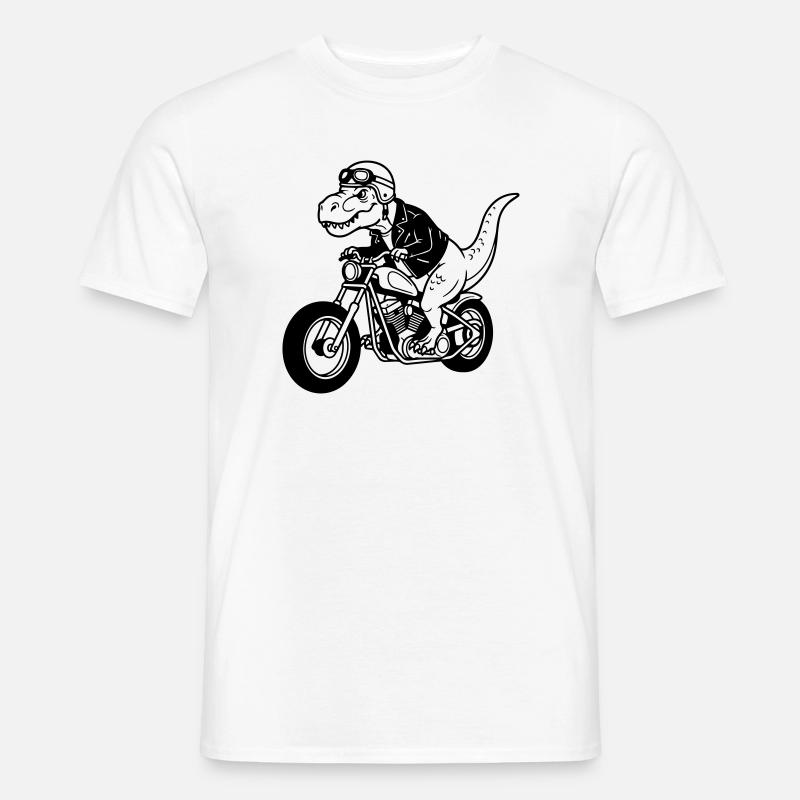 Motorrad-Dino - Männer T-Shirt - Weiß
