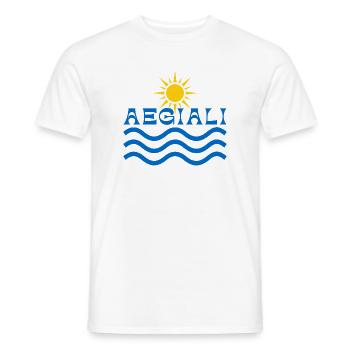 Soleil et Vagues d’Aegiali - T-shirt homme - blanc - Devant - AI Model Male 178 dark (178cm)