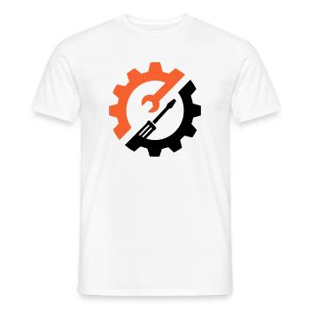Outil d’engrenage – Logo du mécanicien - T-shirt homme - blanc - Devant - AI Model Male 178 dark (178cm)
