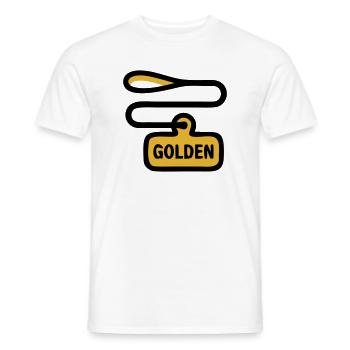 Dog Leash Golden Retriever Walk - Men's T-Shirt - white - Front - AI Model Male 178 dark (178cm)
