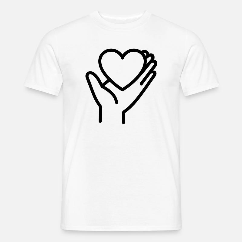 Hand Herz - Männer T-Shirt - Weiß