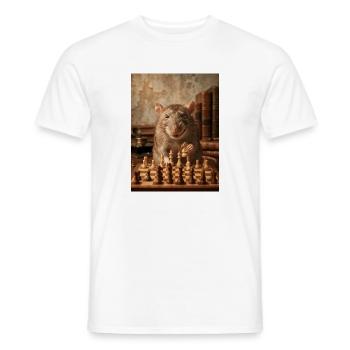Rat jouant aux échecs - T-shirt homme - blanc - Devant - AI Model Male 178 dark (178cm)