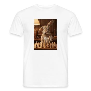 Le lapin jouant aux échecs - T-shirt homme - blanc - Devant - AI Model Male 178 dark (178cm)