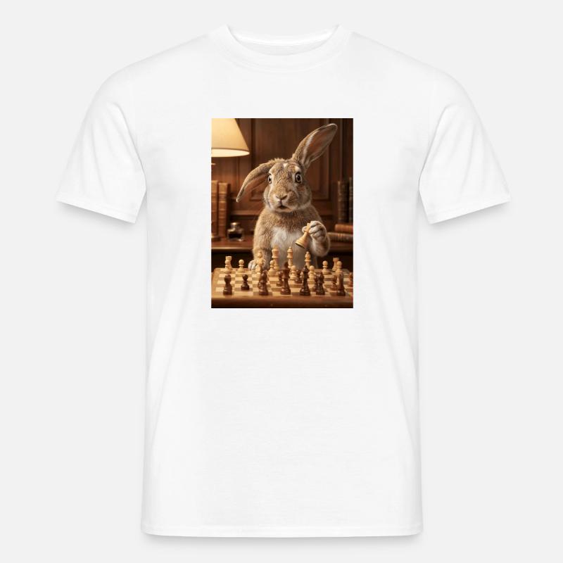 Rabbit playing chess - Men's T-Shirt - white