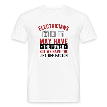 Mécanique d’ascenseur - Cadeau de décollage pour électriciens - T-shirt homme - blanc - Devant - AI Model Male 178 dark (178cm)