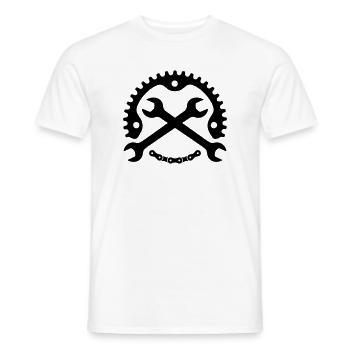 Mécanicien de moto – Logo du plateau - T-shirt homme - blanc - Devant - AI Model Male 178 dark (178cm)
