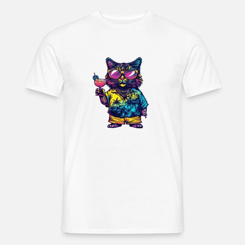 Katze Comic Sommer - Männer T-Shirt - Weiß