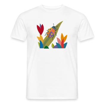 Colorful insect in the flower field – nature motif - Men's T-Shirt - white - Front - AI Model Male 178 dark (178cm)