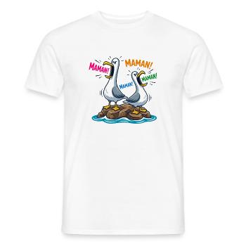 Mama Seagulls Humor Mother's Day - Men's T-Shirt - white - Front - AI Model Male 178 dark (178cm)