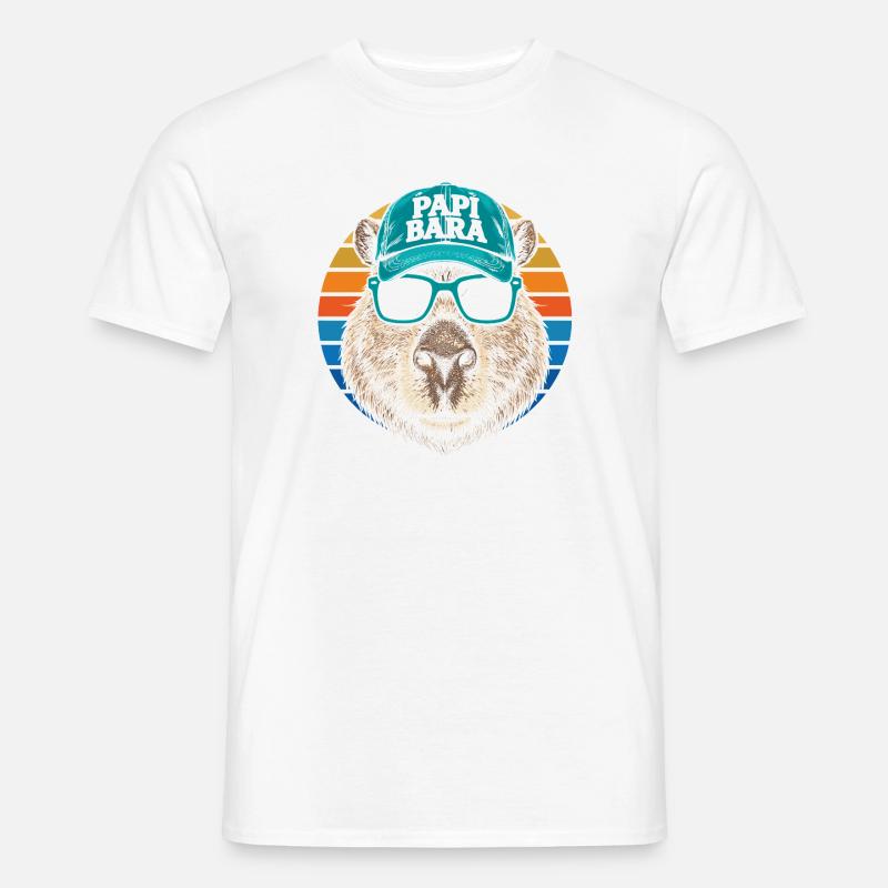 Biber mit Retro Cap und Sonnenbrille - Männer T-Shirt - Weiß