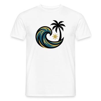 Wave Palm Tree Surfing Beach Vacation Beach Club - Men's T-Shirt - white - Front - AI Model Male 178 dark (178cm)