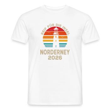 Norderney Leuchtturm Retro Sunset 2026 - Männer T-Shirt - Weiß - Vorne - AI Model Male 178 dark (178cm)
