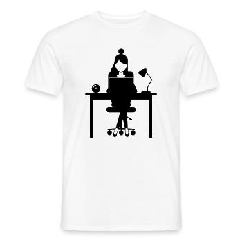 Woman Computer Job Office - Men's T-Shirt - white - Front - AI Model Male 178 dark (178cm)