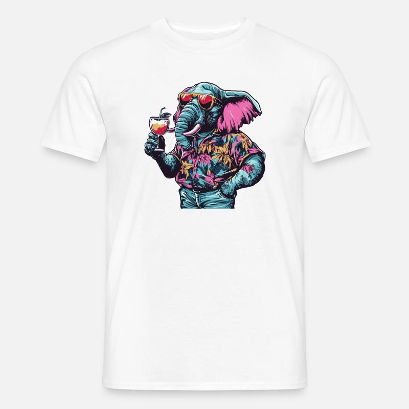 Elefant Comic Sommer - Männer T-Shirt - Weiß