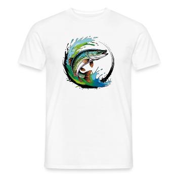 Pêche au brochet - T-shirt homme - blanc - Devant - AI Model Male 178 dark (178cm)