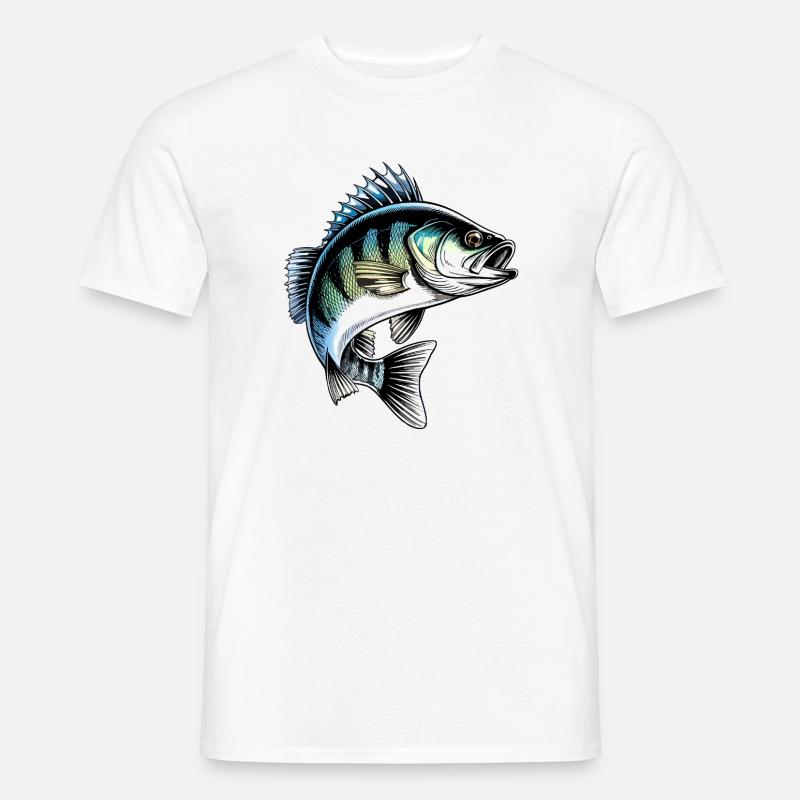 Jumping Perch Dynamic Fish Illustration - Men's T-Shirt - white