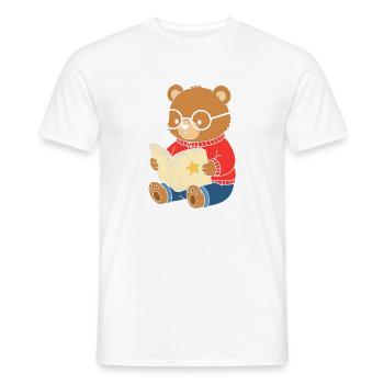 Petit ours lit le livre des étoiles - T-shirt homme - blanc - Devant - AI Model Male 178 dark (178cm)