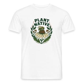Plant Native Bee and Coneflower Pollinator Garden - Men's T-Shirt - white - Front - AI Model Male 178 dark (178cm)