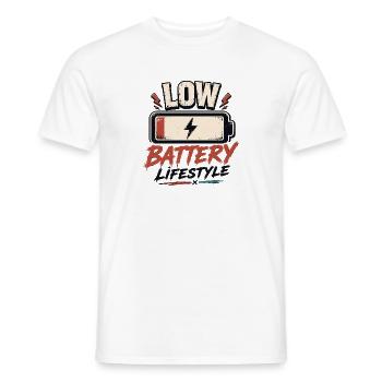 Low Battery Lifestyle Retro Vintage Style - Männer T-Shirt - Weiß - Vorne - AI Model Male 178 dark (178cm)