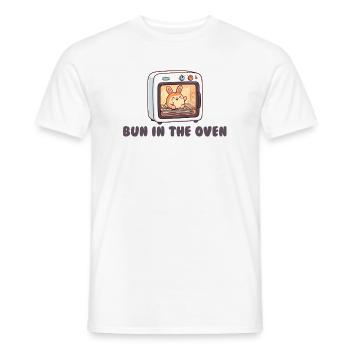 Pregnant woman in a bun in the oven – funny sw - Men's T-Shirt - white - Front - AI Model Male 178 dark (178cm)