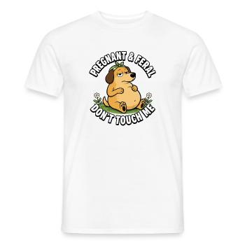 Schwangere und wilde „Fass mich nicht an“-Hundesch - Männer T-Shirt - Weiß - Vorne - AI Model Male 178 dark (178cm)