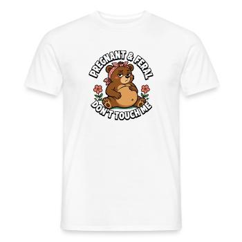Enceinte et sauvage – Ne me touche pas, ours ! Schwa - T-shirt homme - blanc - Devant - AI Model Male 178 dark (178cm)